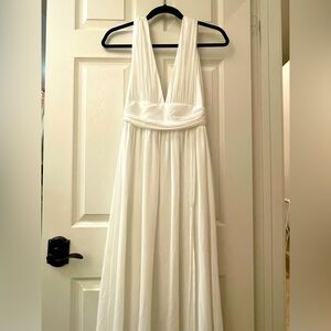 XS- Lulus Greek Goddess Winter White Evening Prom Special Event Dress Gown
